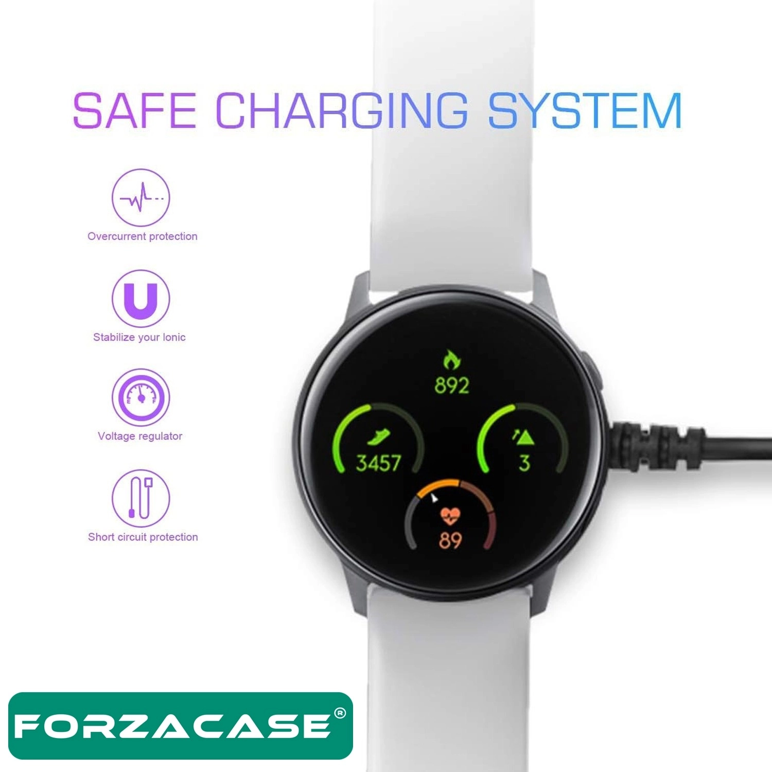 Forzacase Samsung Galaxy Watch 8 Classic 46mm ile uyumlu Type-C Manyetik Şarj Kablosu - FC017