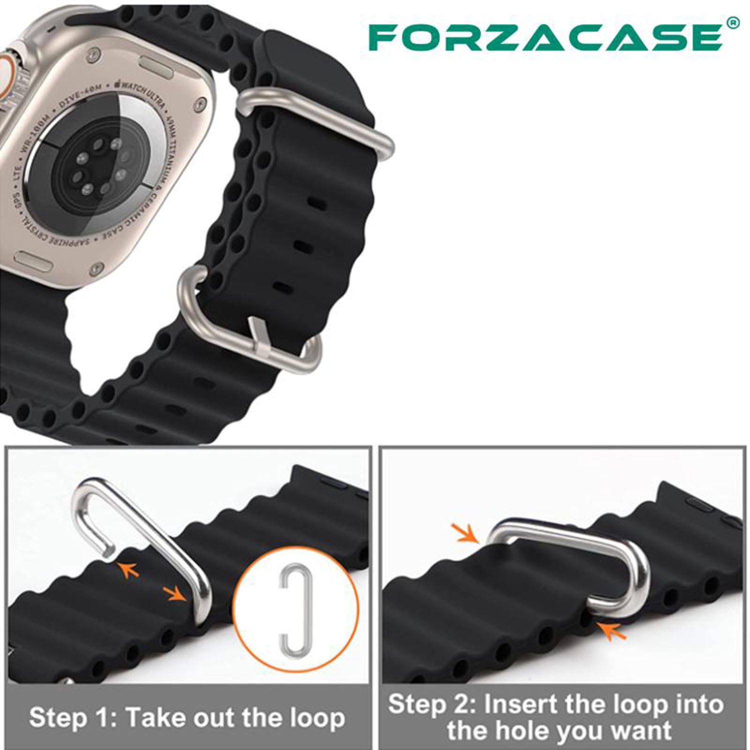 Forzacase Apple Watch 44mm uyumlu Ocean Silikon Kordon Kayış + Ekran Kasa Koruyuculu Kılıf - FC007
