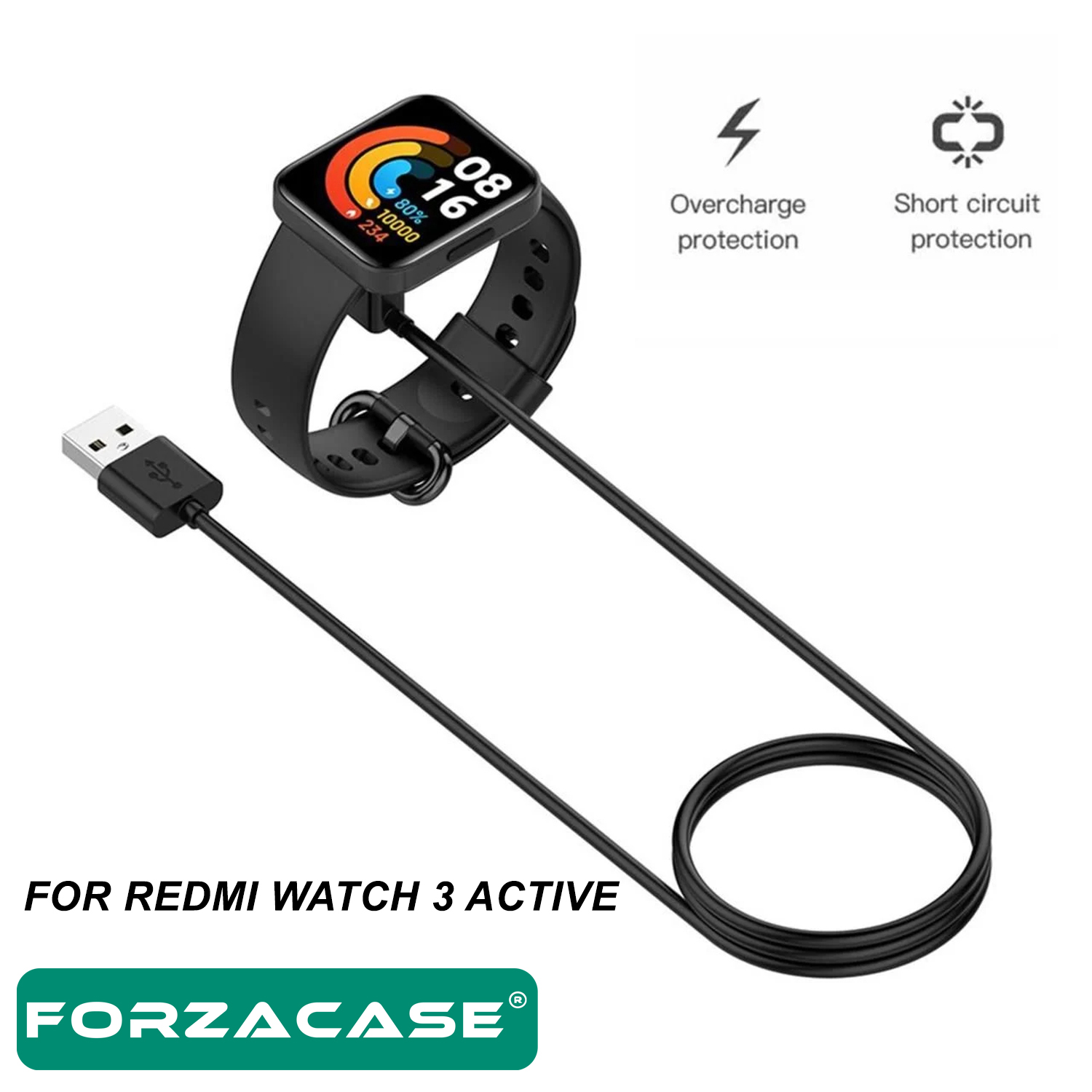 Forzacase Xiaomi Redmi Watch 3 Active uyumlu USB Manyetik Şarj Kablosu 55 cm - FC017