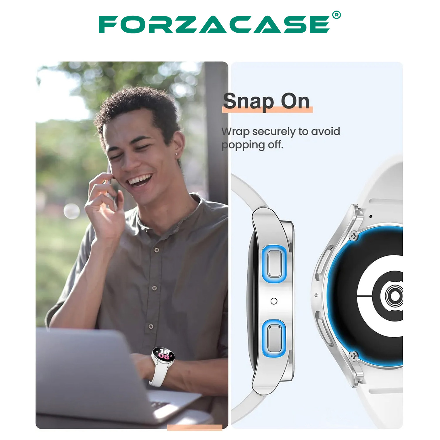 Forzacase Samsung Galaxy Watch6 40mm Önü Kapalı Ekran Korumalı Silikon Kılıf - FC010