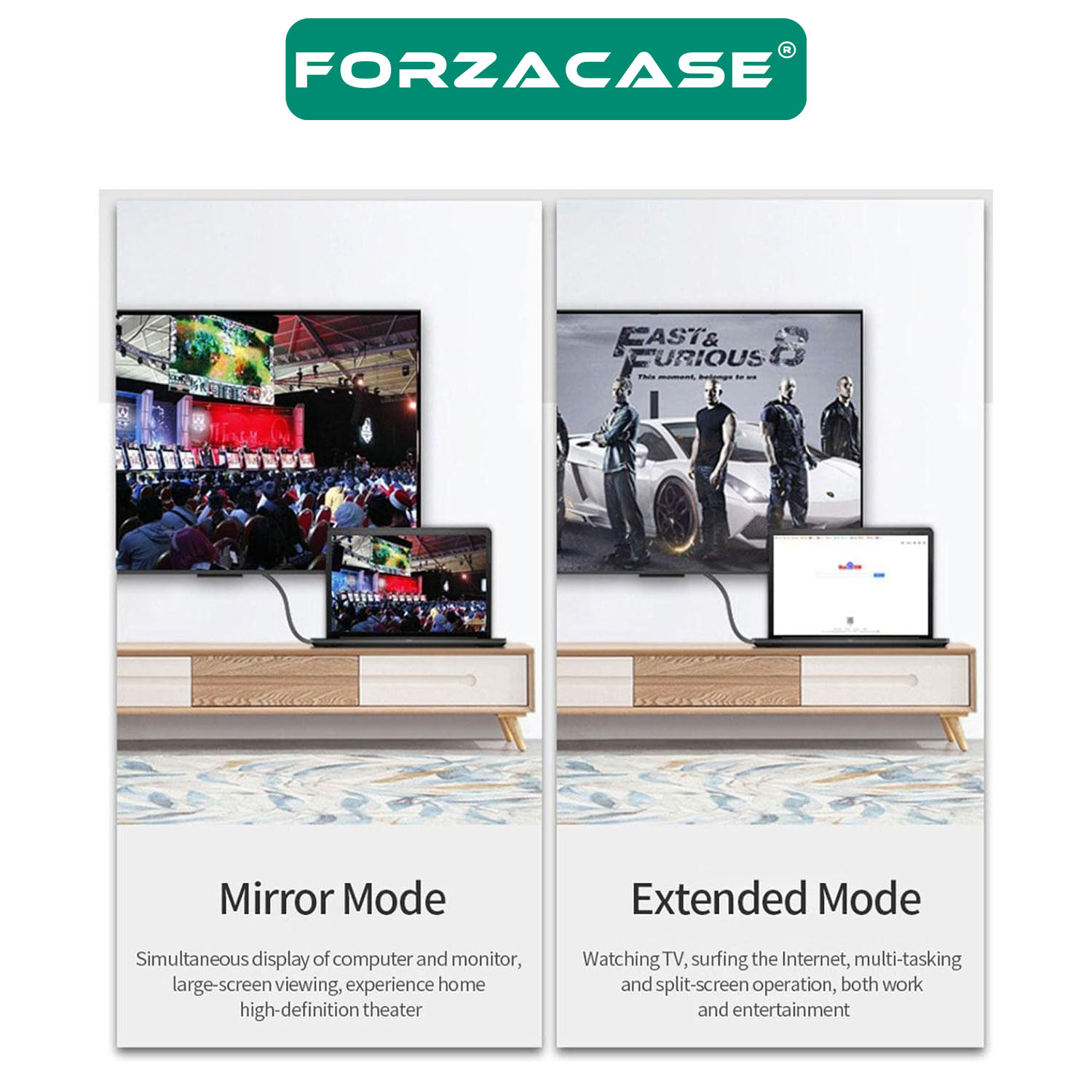 Forzacase 2in1 USB TO HDMI VGA Adaptör 1080P Görüntü Aktarıcı Kablo Adaptör - FC452