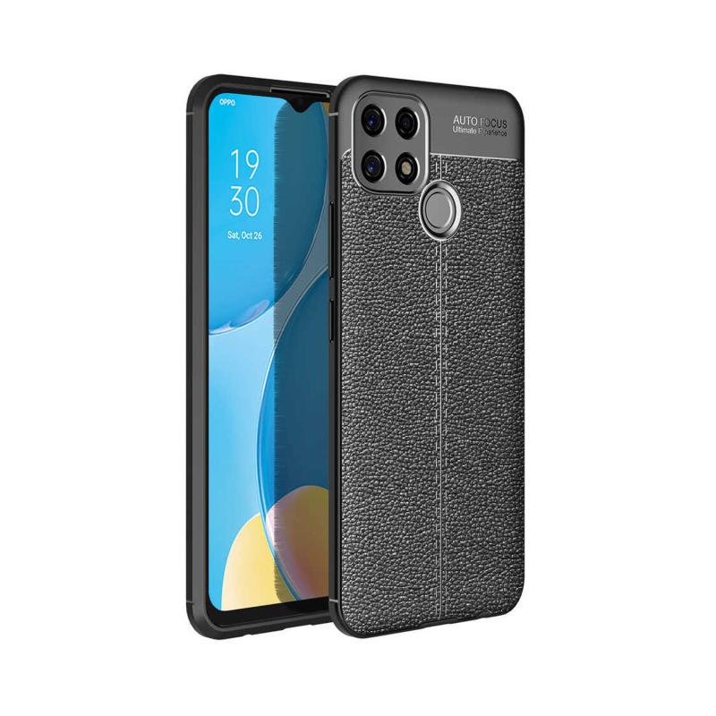 Forzacase Oppo A15S ile uyumlu Deri Effect Serisi Silikon Kılıf