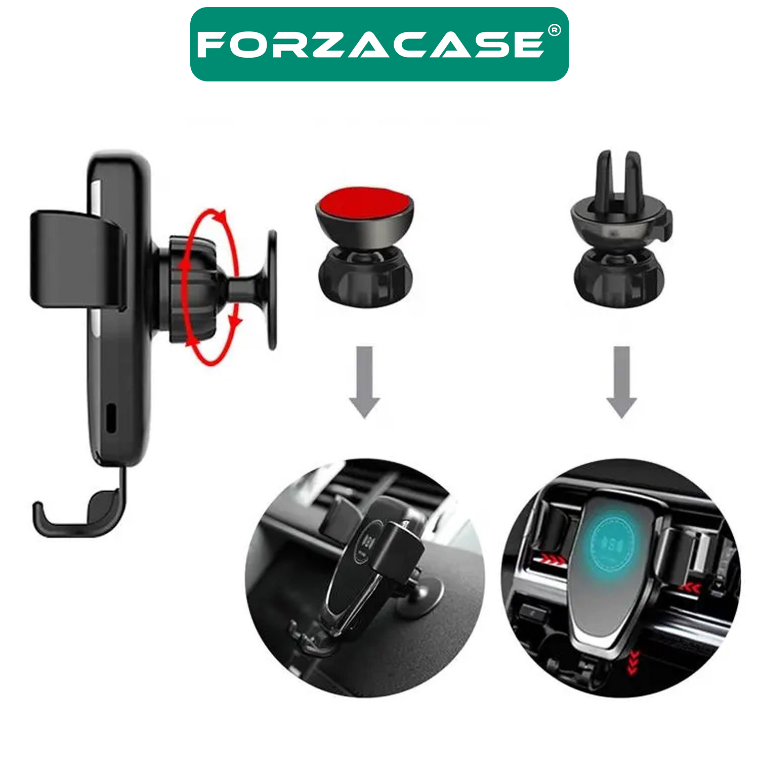 Forzacase Araç İçi Wireless Kablosuz Şarj Özellikli Telefon Tutucu Q12 - FC054
