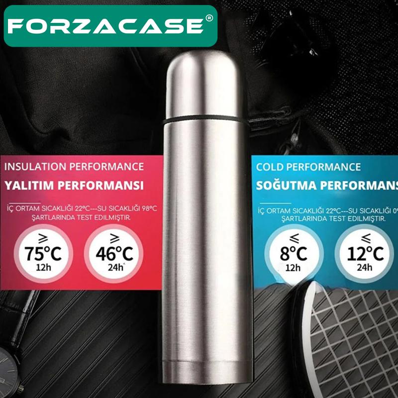 Forzacase Paslanmaz Çelik 500 ml 12 Saat Sıcak Soğuk Tutan Çay Kahve Su Termosu - FC044