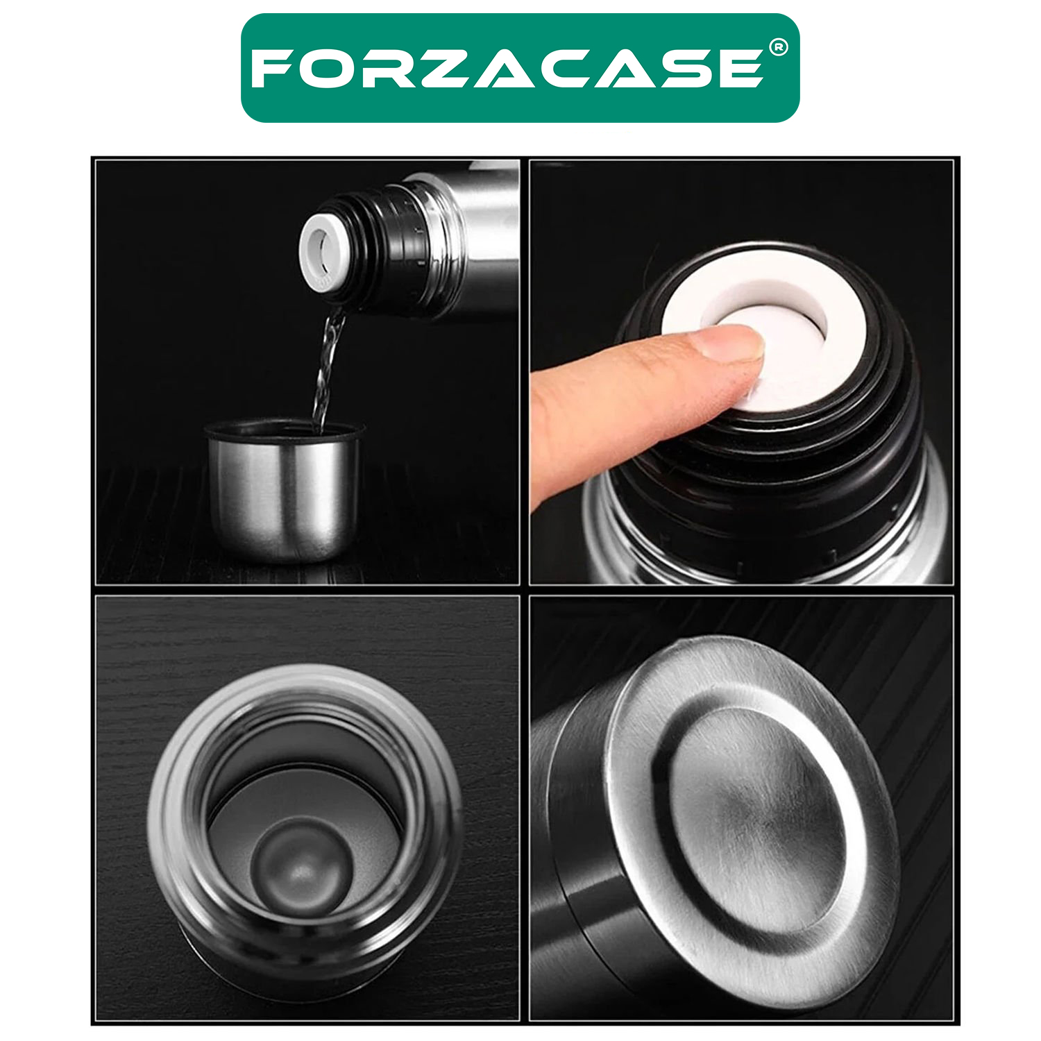 Forzacase Paslanmaz Çelik 500 ml 12 Saat Sıcak Soğuk Tutan Çay Kahve Su Termosu - FC044