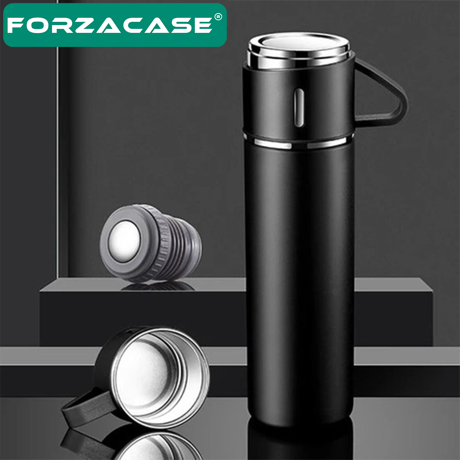 Forzacase 3 Bardaklı Paslanmaz Çelik 500 ml Sıcak Soğuk Tutan Çay Kahve Su Termosu - FC046