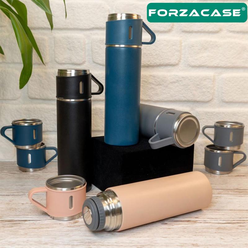Forzacase 3 Bardaklı Paslanmaz Çelik 500 ml Sıcak Soğuk Tutan Çay Kahve Su Termosu - FC046