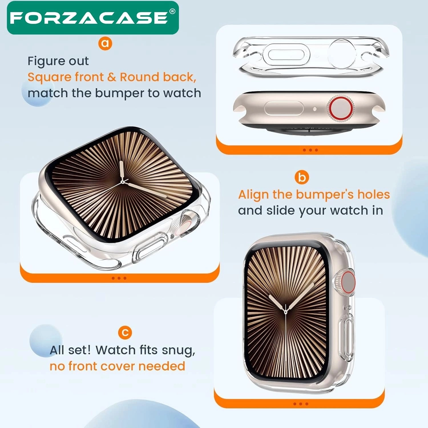 Forzacase Apple Watch 4/5/6 40mm ile uyumlu Önü Açık Sert Plastik Rubber Kılıf - FC380