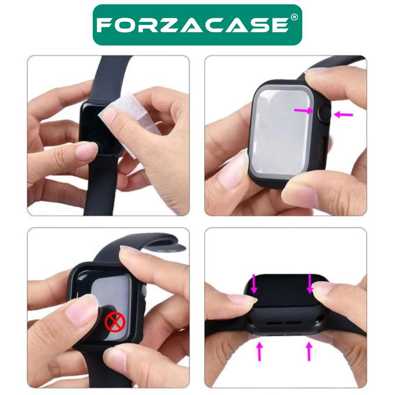 Forzacase Apple Watch 41mm Önü Kapalı Ekran Korumalı Sert Rubber Kılıf - FC015