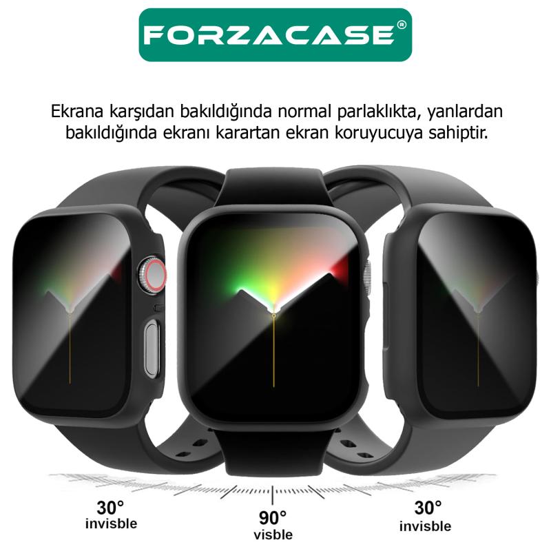 Forzacase Apple Watch 41 mm ile uyumlu Privacy Hayalet Ekran Korumalı Sert Rubber Kılıf - FC675