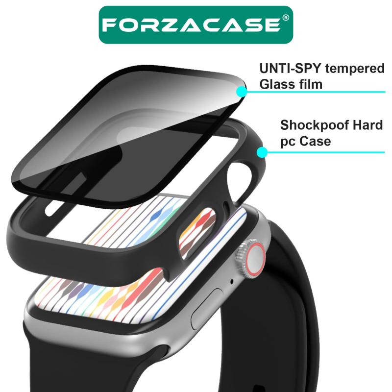 Forzacase Apple Watch 45 mm ile uyumlu Privacy Hayalet Ekran Korumalı Sert Rubber Kılıf - FC675