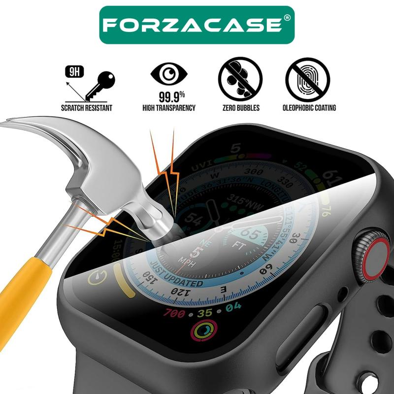 Forzacase Apple Watch 41 mm ile uyumlu Privacy Hayalet Ekran Korumalı Sert Rubber Kılıf - FC675