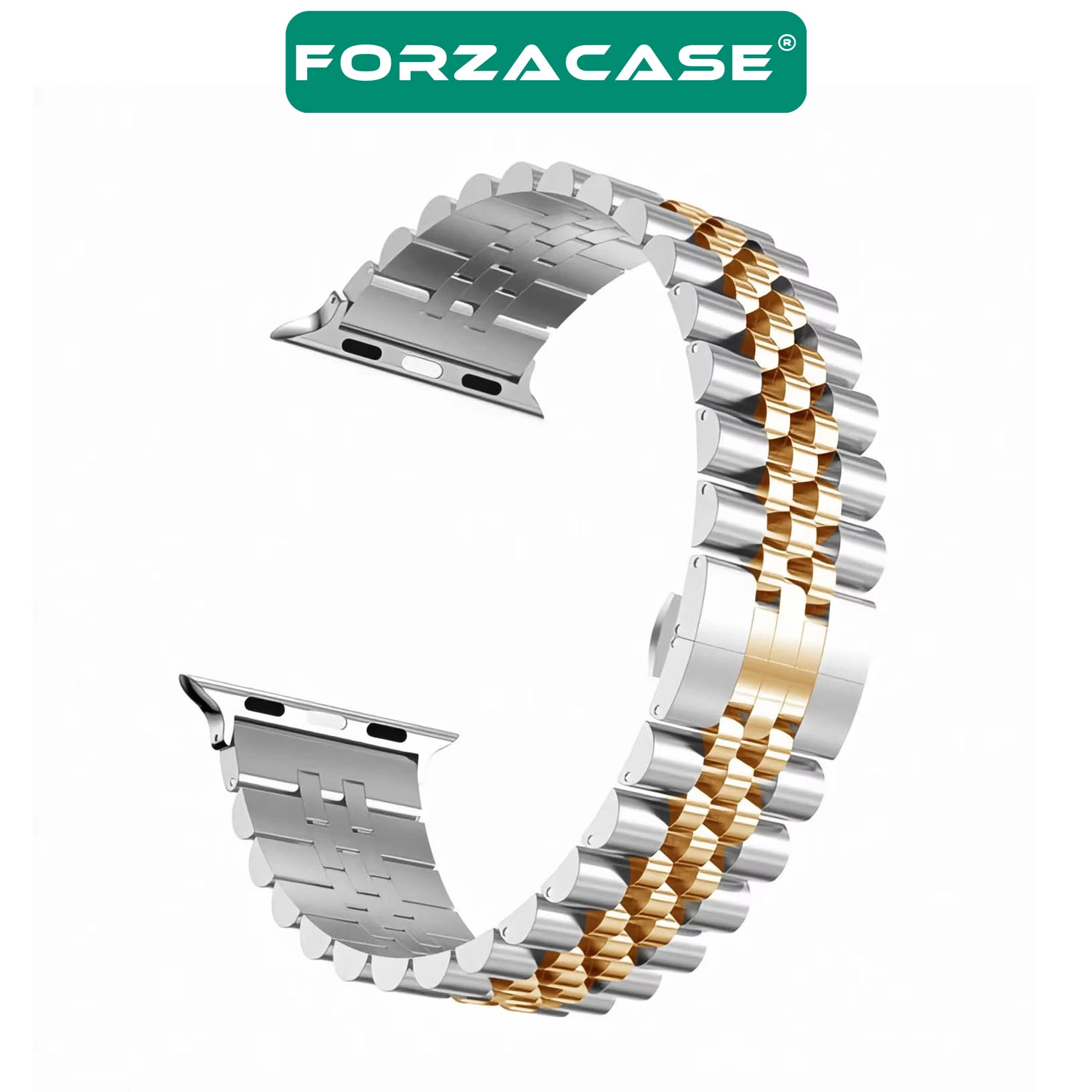 Forzacase Apple Watch 11 46mm ile uyumlu Rolex Tasarım Metal Kordon Kayış - FC878