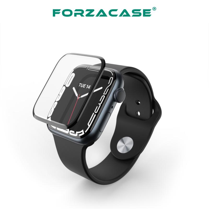 Forzacase Apple Watch 41mm Saatler için Çerçeveli Tam Kaplayan 3D Pet Ekran Koruyucu Film - FC016