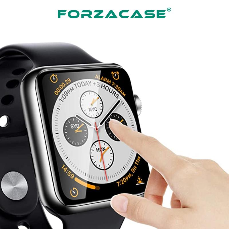 Forzacase Apple Watch 41mm Saatler için Çerçeveli Tam Kaplayan 3D Pet Ekran Koruyucu Film - FC016