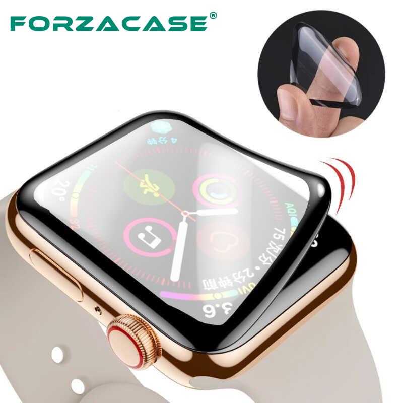 Forzacase Apple Watch 44mm Saatler için Çerçeveli Tam Kaplayan 3D Pet Ekran Koruyucu Film - FC016