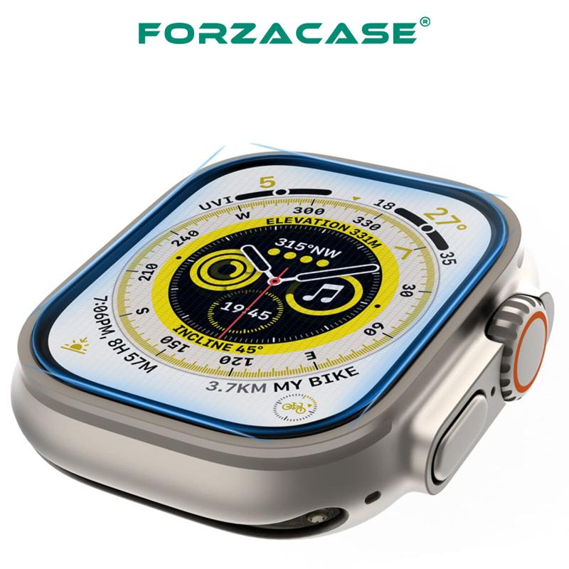 Forzacase Apple Watch Ultra 49mm için Çerçeveli Tam Kaplayan 3D Pet Ekran Koruyucu Film - FC016