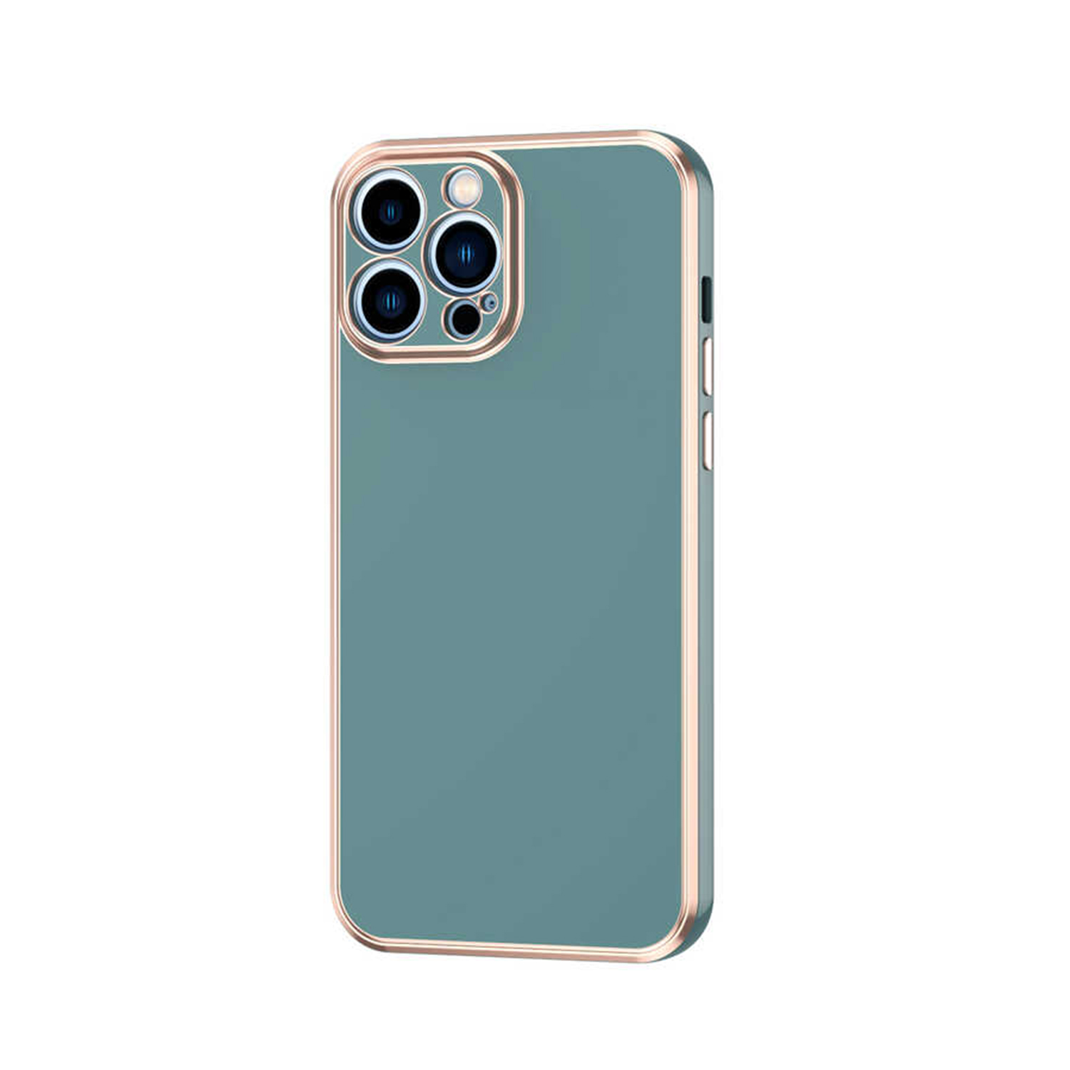Forzacase iPhone 14 Pro Max uyumlu Luxury Serisi Altın Çerçeveli Silikon Kılıf