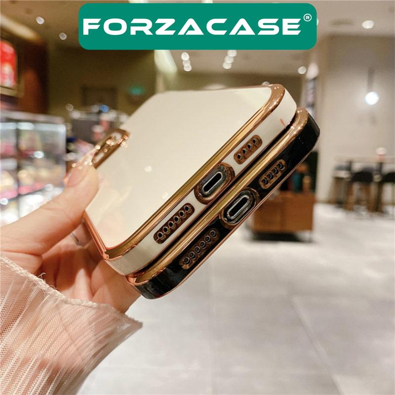 Forzacase Samsung Galaxy S23 Ultra uyumlu Luxury Serisi Altın Çerçeveli Silikon Kılıf