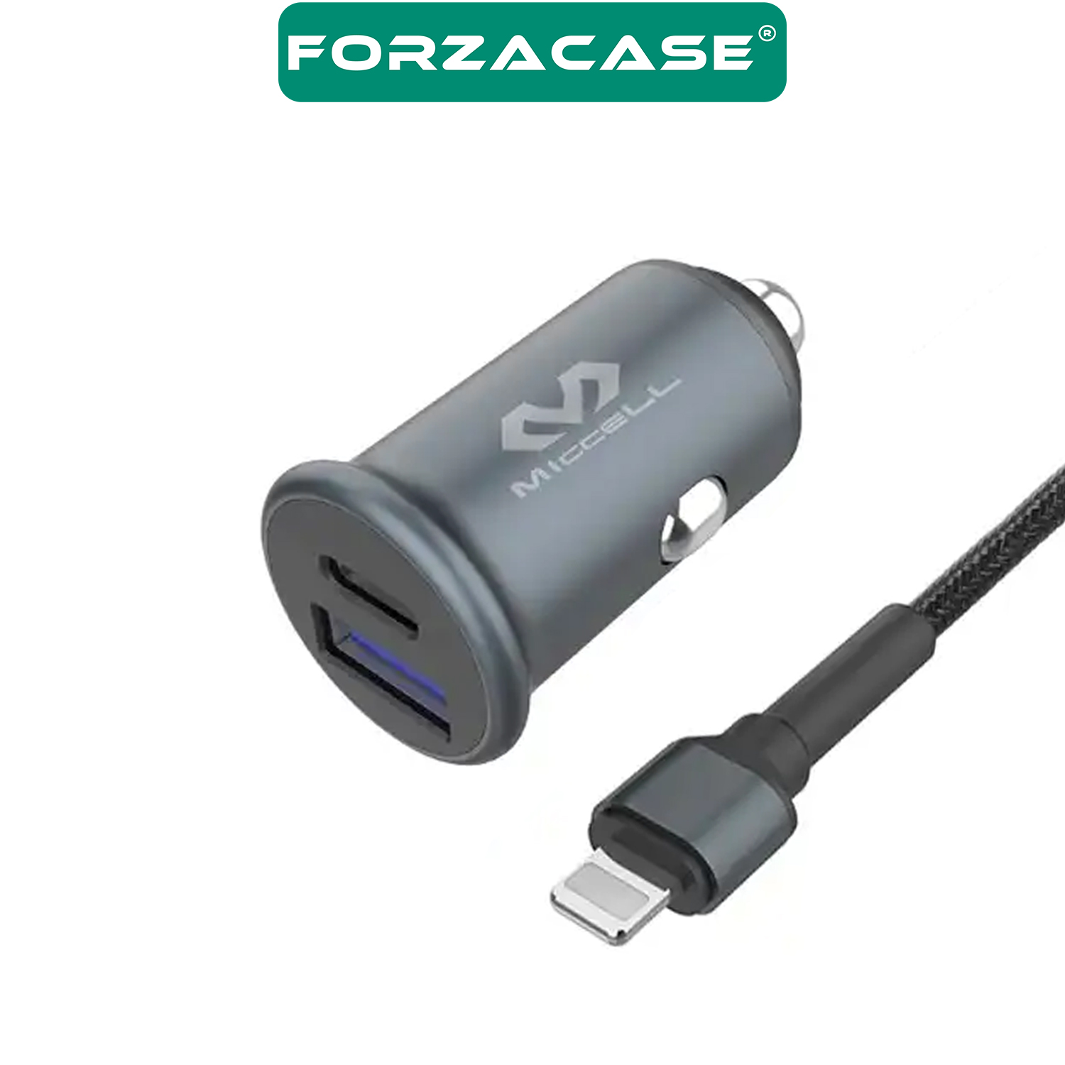 Forzacase Tüm Araç ve Telefonlara Uyumlu Araç Çakmaklık Lightning Kablolu Hızlı Şarj Aleti PD20W - FC206