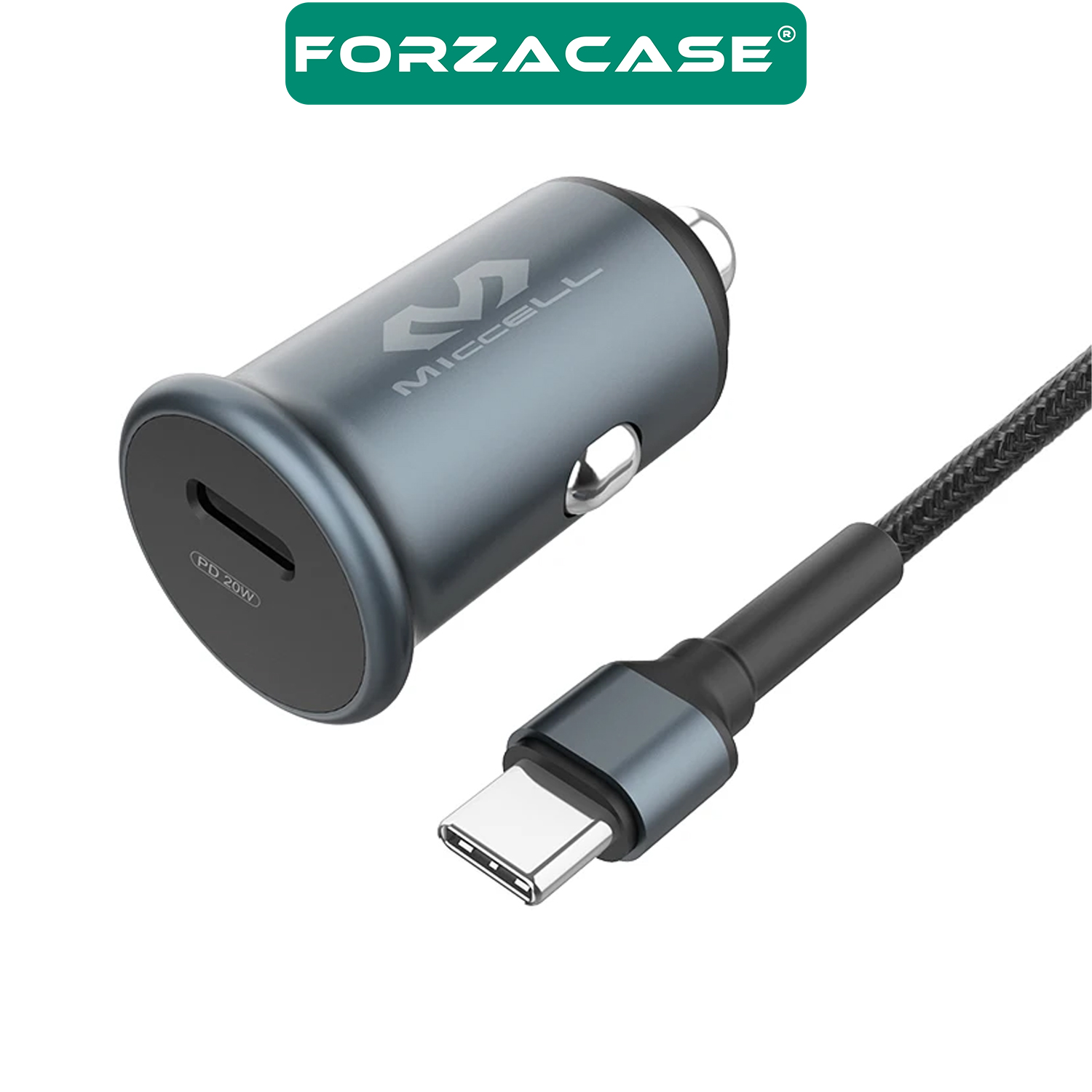 Forzacase Tüm Araç ve Telefonlara Uyumlu Araç Çakmaklık Type-C Kablolu Hızlı Şarj Aleti PD20W - FC207