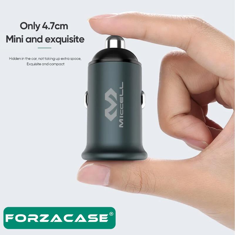 Forzacase Tüm Araç ve Telefonlara Uyumlu Araç Çakmaklık Lightning Kablolu Hızlı Şarj Aleti PD20W - FC206