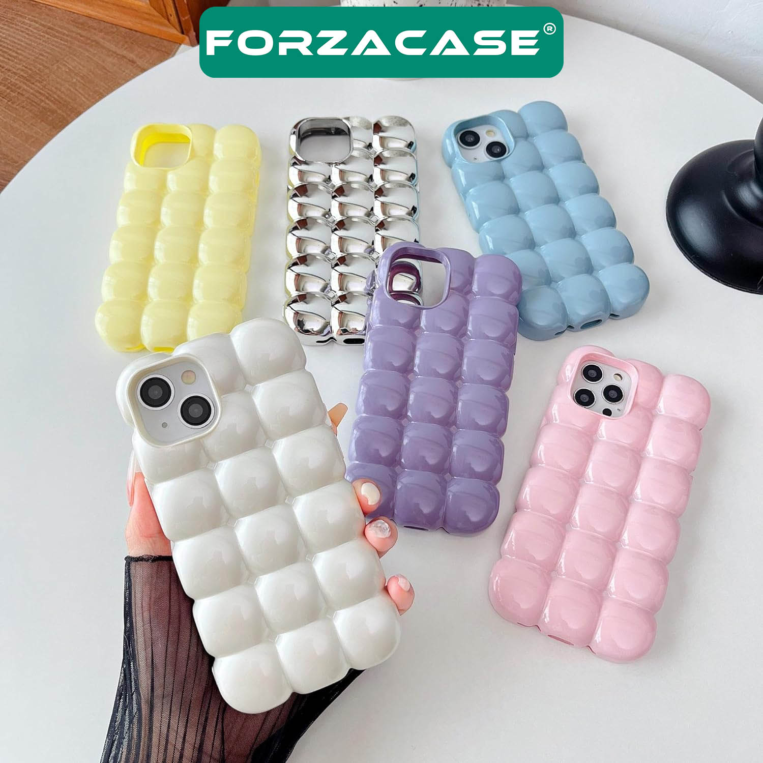 Forzacase iPhone 12 uyumlu Candy Serisi Darbeye Dayanıklı Parlak Esnek Silikon Kılıf