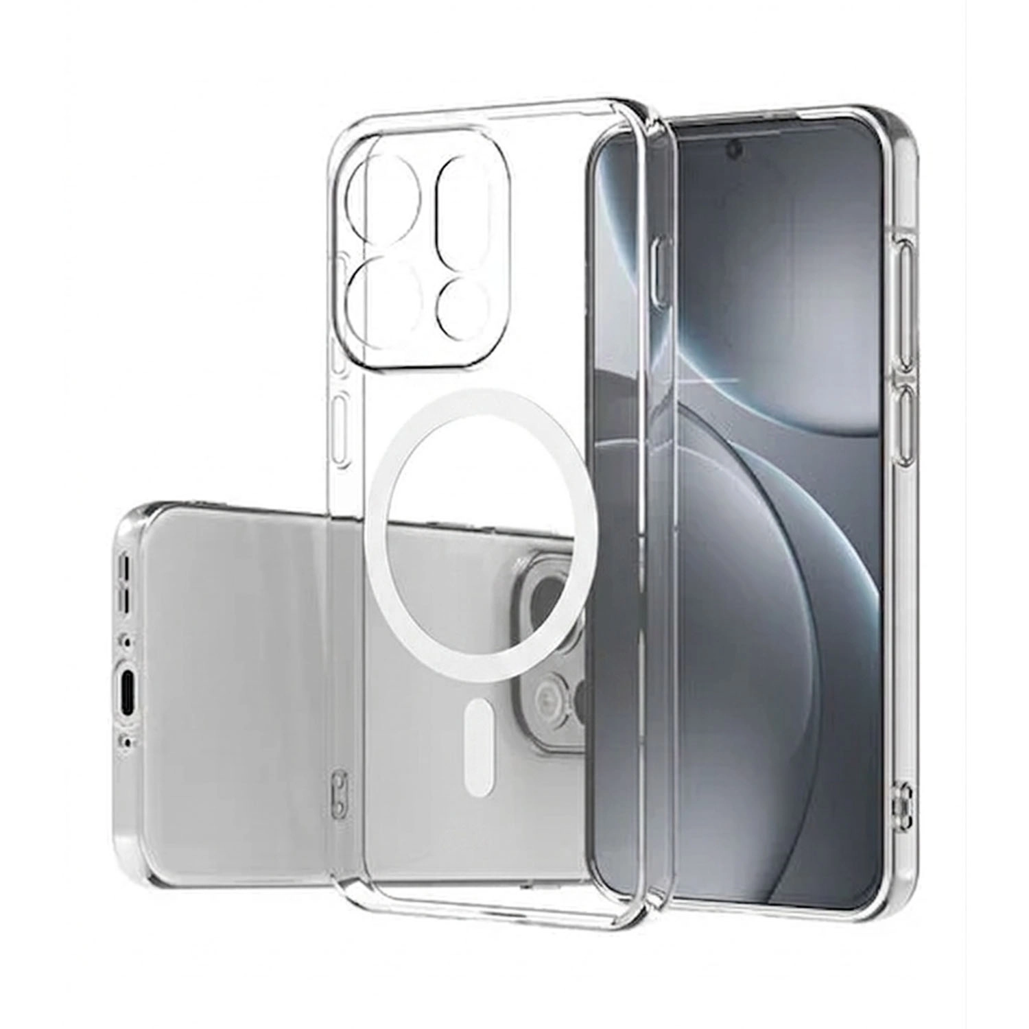 Forzacase Oppo Find X9 Pro ile uyumlu ClearMag Serisi Magsafe Özellikli Kristal Şeffaf Sert Kılıf