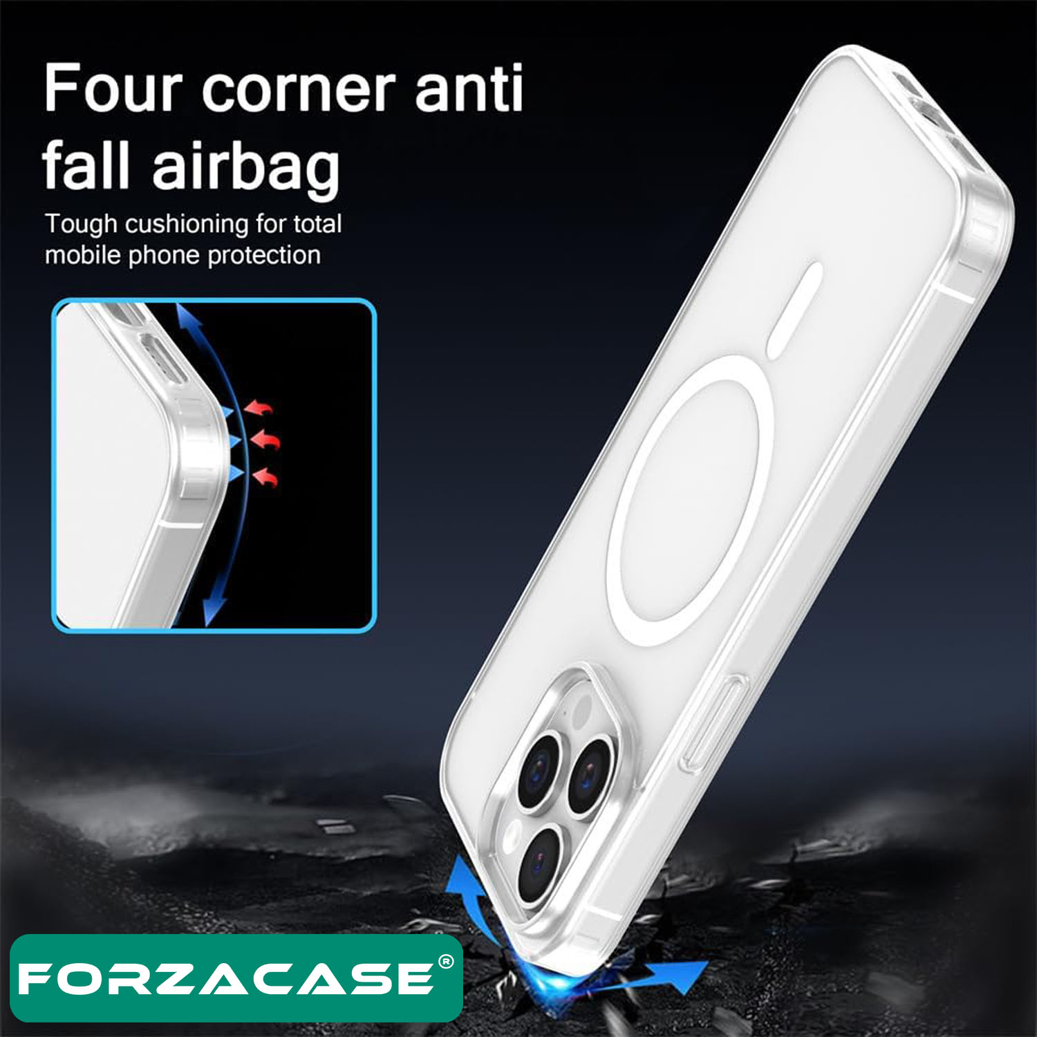 Forzacase iPhone 16 ile uyumlu ClearMag Serisi Magsafe Şarj Özellikli Şeffaf Sert PC Kılıf