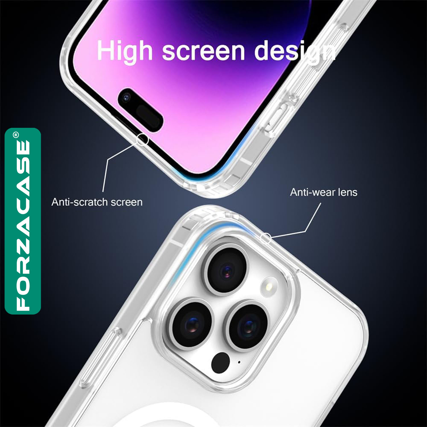 Forzacase iPhone 16 Pro ile uyumlu ClearMag Serisi Magsafe Şarj Özellikli Şeffaf Sert PC Kılıf