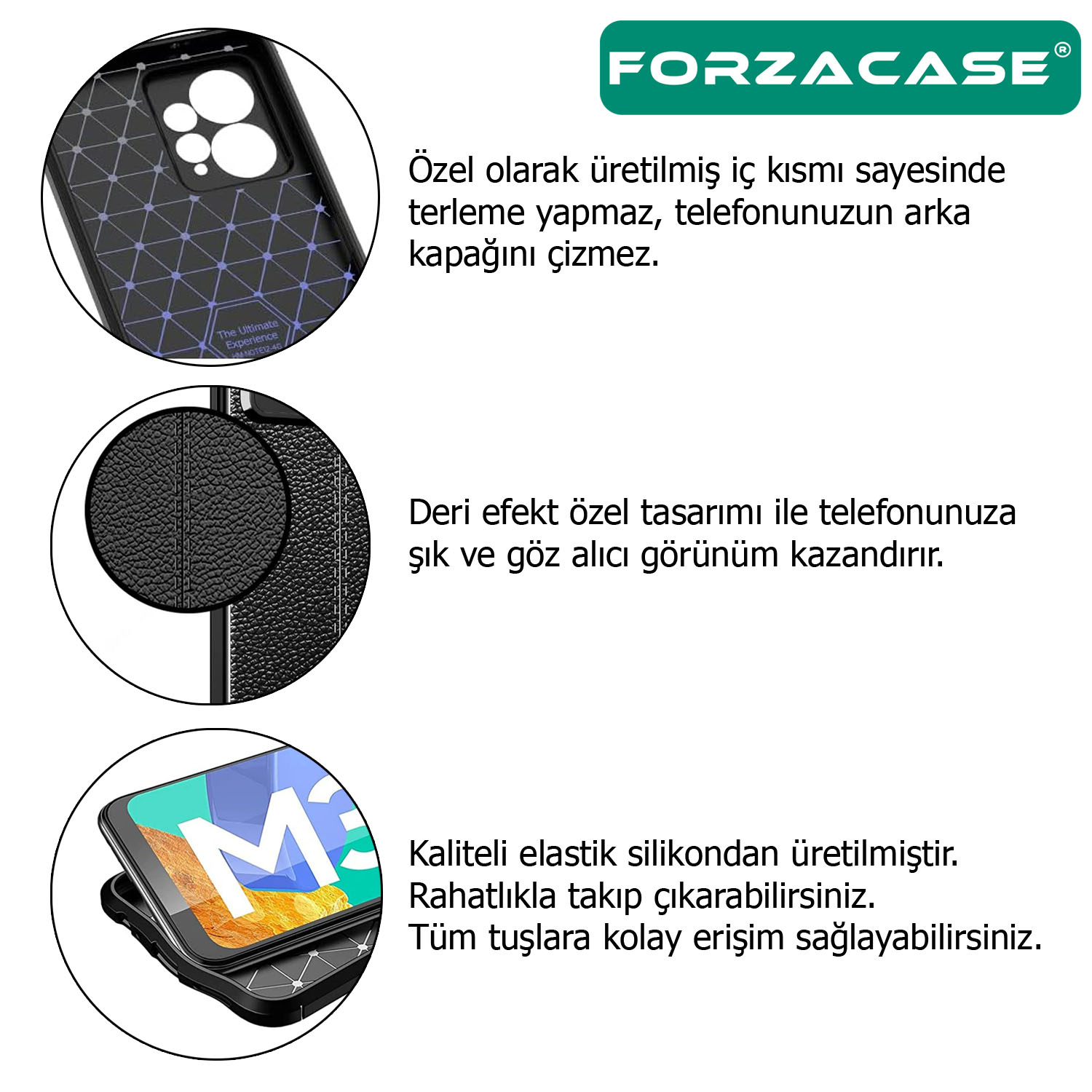 Forzacase Vivo V21 ile uyumlu Deri Effect Serisi Silikon Kılıf