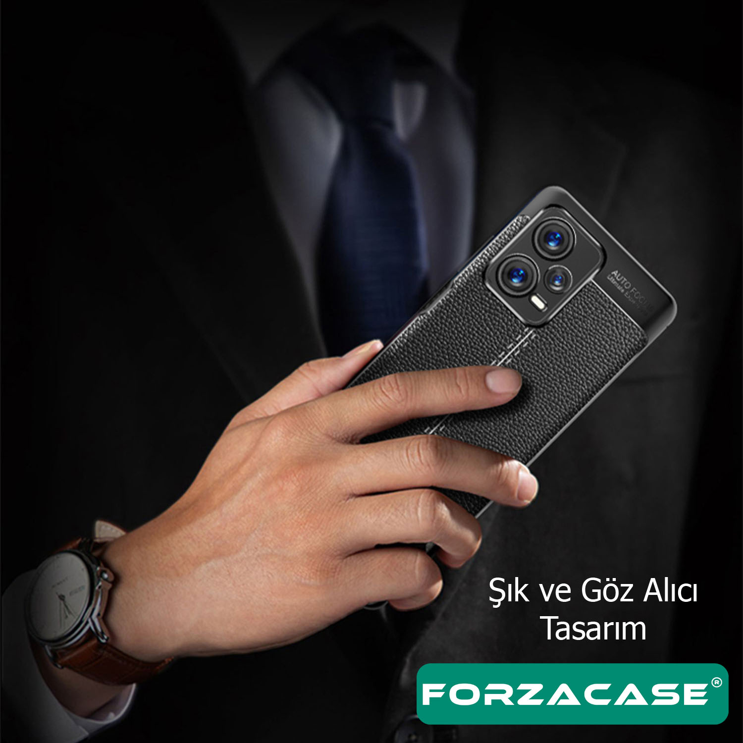 Forzacase iPhone 13 Pro ile uyumlu Deri Effect Serisi Silikon Kılıf