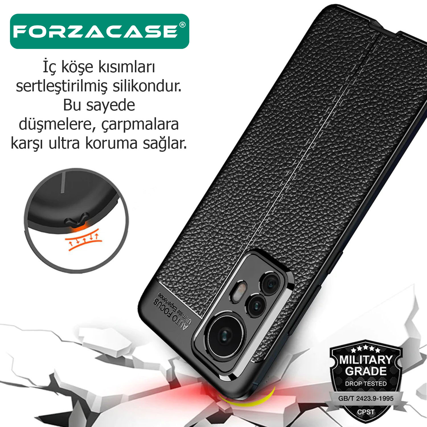 Forzacase Vivo Y11S ile uyumlu Deri Effect Serisi Silikon Kılıf