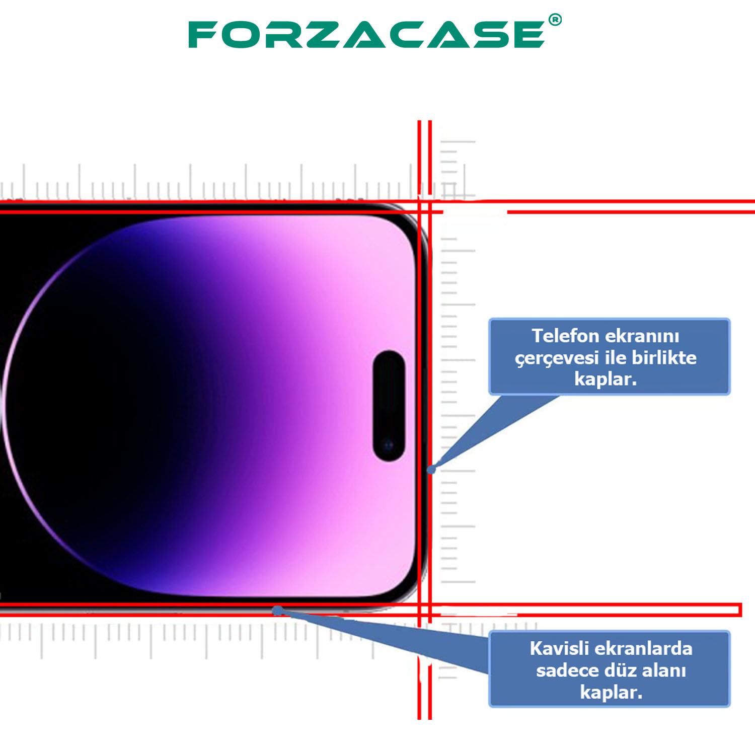 Forzacase Huawei P40 ile uyumlu Çerçeveli Tam Kaplayan Temperli Ekran Koruyucu - FC003