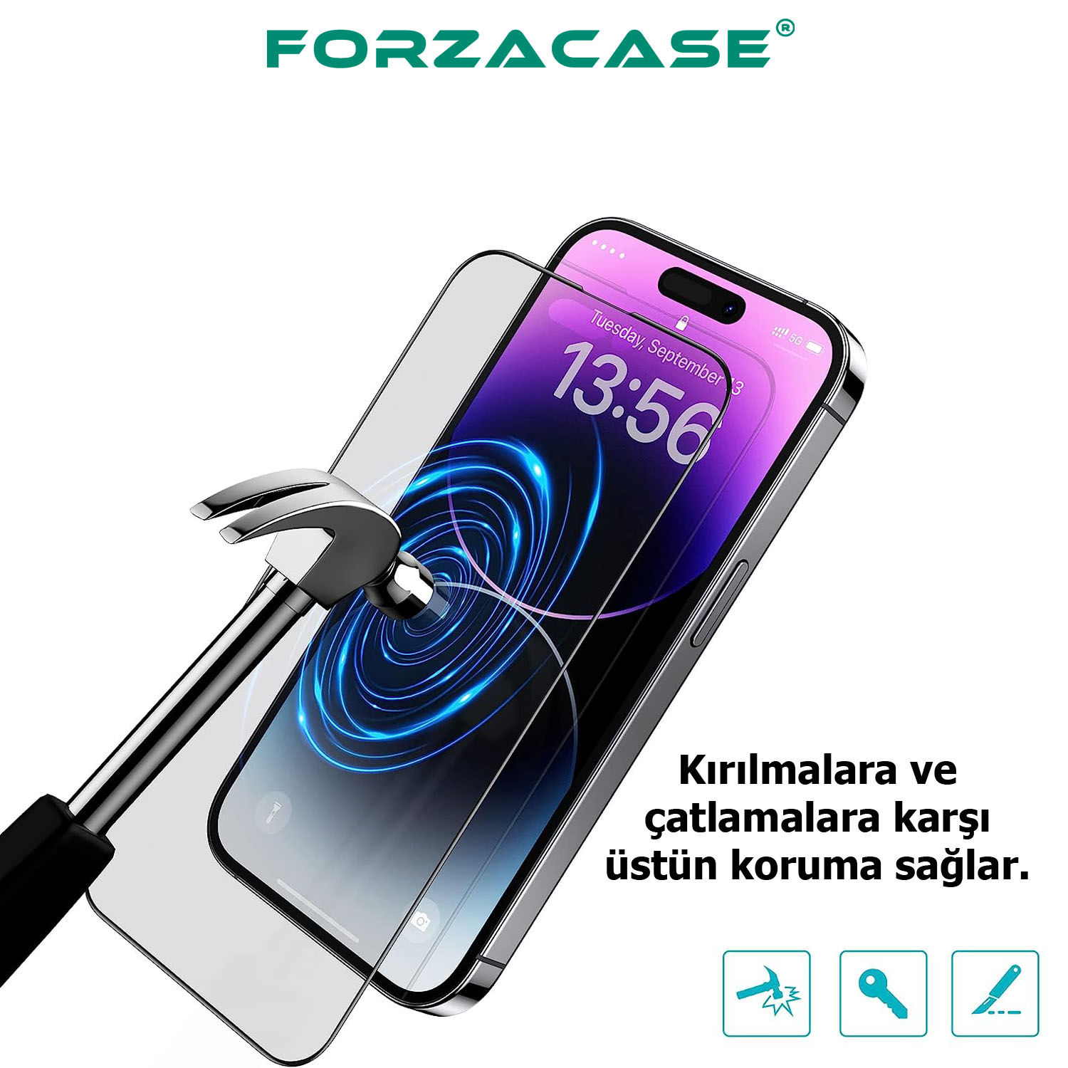 Forzacase Huawei Mate 20 Lite ile uyumlu Çerçeveli Tam Kaplayan Temperli Ekran Koruyucu - FC003