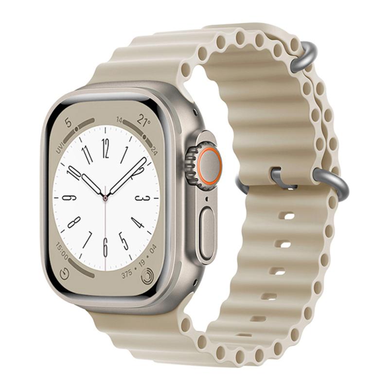 Forzacase Apple Watch Serisi 42-44-45-49 mm için Oluklu Silikon Kordon Kayış - FC007