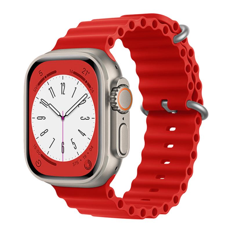 Forzacase Apple Watch Serisi 42-44-45-49 mm için Oluklu Silikon Kordon Kayış - FC007