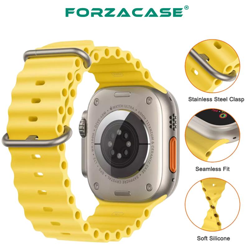Forzacase Apple Watch Serisi 42-44-45-49 mm için Oluklu Silikon Kordon Kayış - FC007