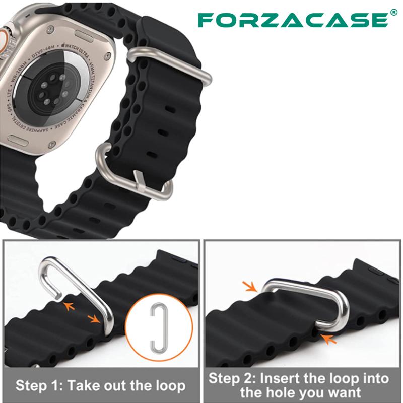 Forzacase Apple Watch Serisi 42-44-45-49 mm için Oluklu Silikon Kordon Kayış - FC007