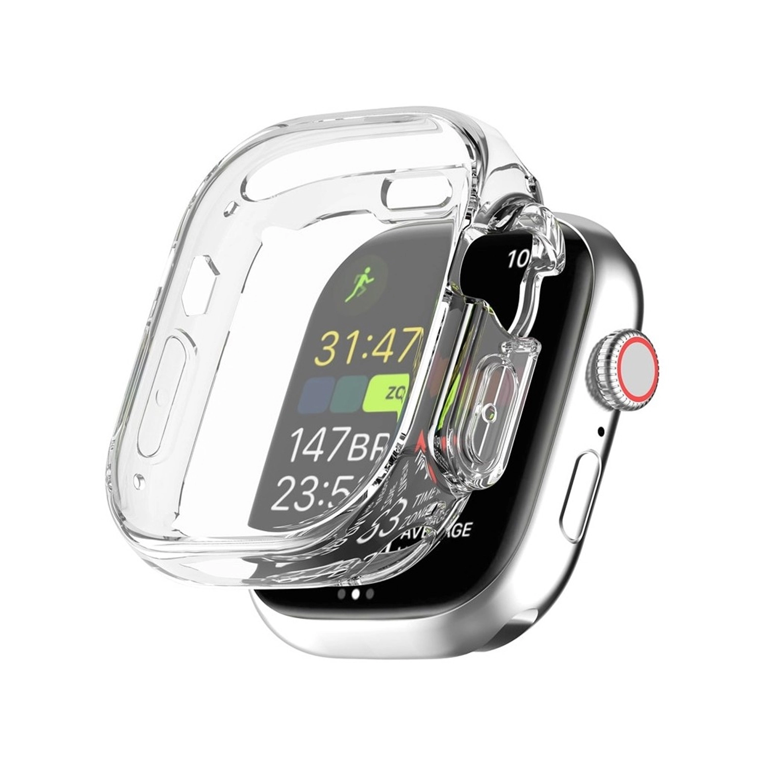 Forzacase Apple Watch Ultra 1 / 2 49mm ile uyumlu Önü Kapalı Ekran Korumalı Şeffaf Silikon Kılıf - FC010
