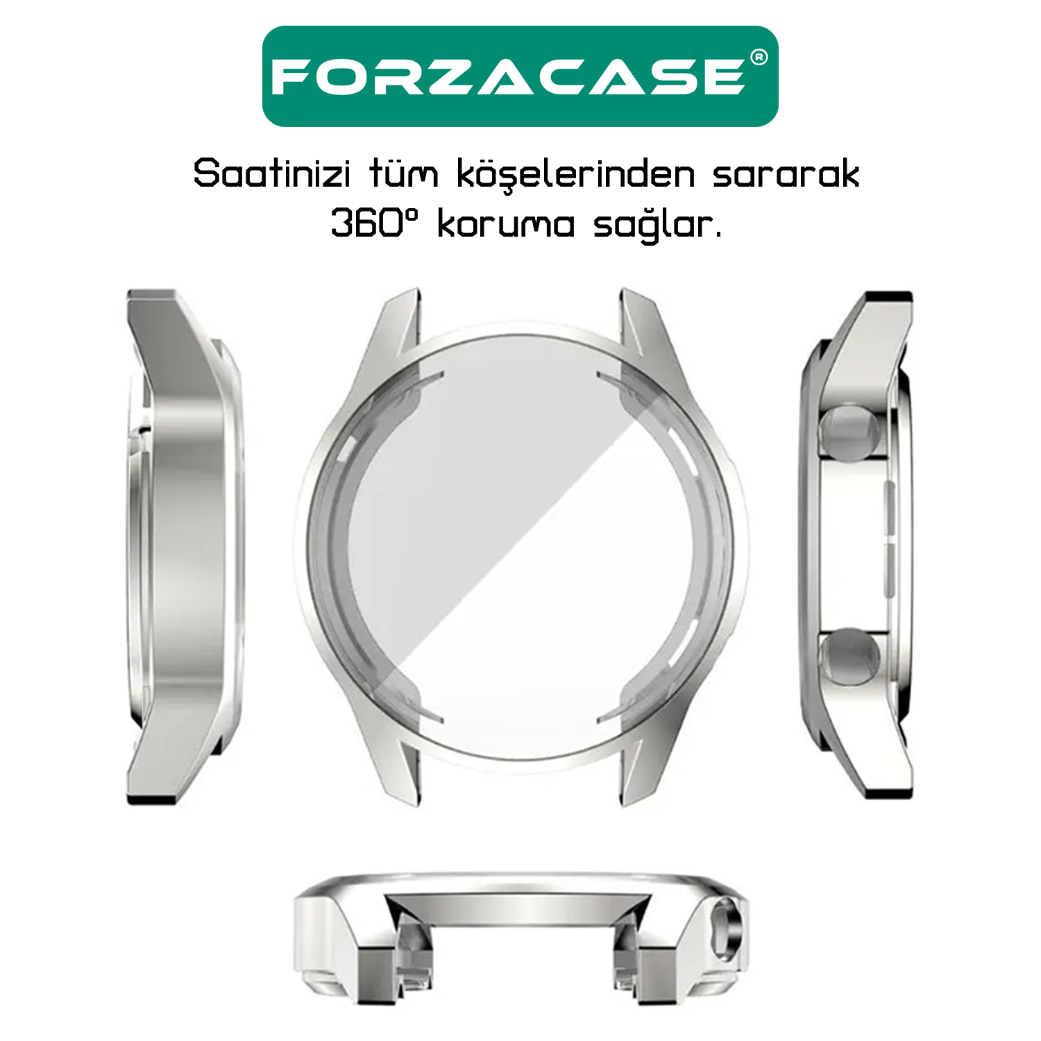 Forzacase Huawei Watch GT 2 46mm ile uyumlu Önü Kapalı Ekran Korumalı Silikon Kılıf - FC010