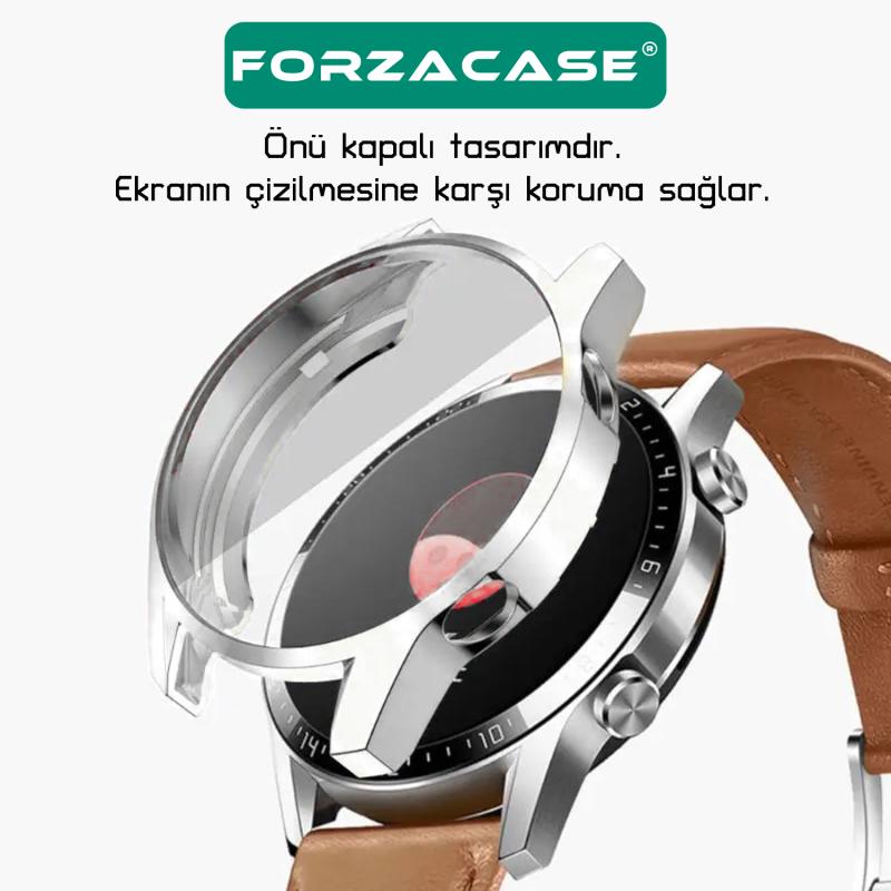 Forzacase Huawei Watch GT 2 46mm ile uyumlu Önü Kapalı Ekran Korumalı Silikon Kılıf - FC010