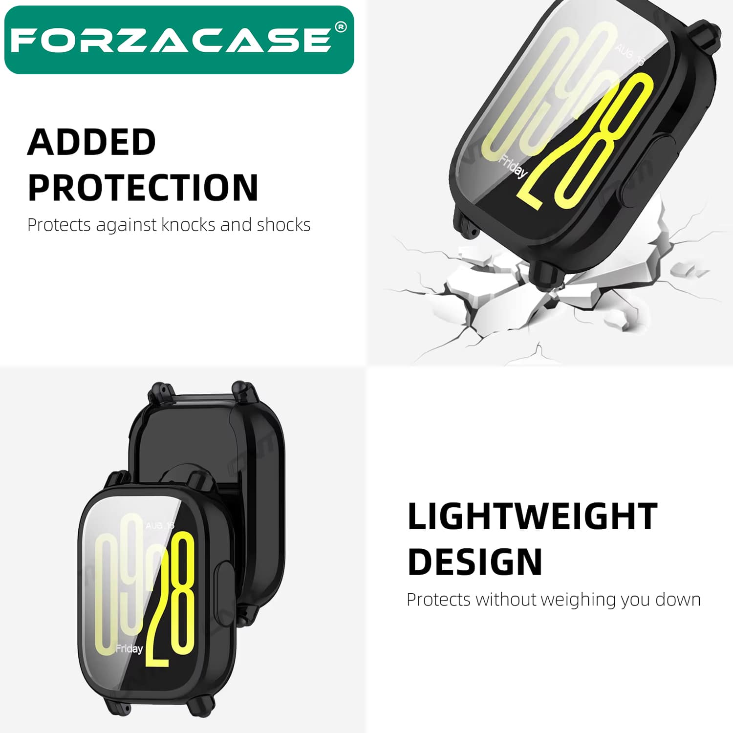 Forzacase Xiaomi Redmi Watch 5 Lite ile uyumlu Önü Kapalı Ekran Korumalı Silikon Kılıf - FC010