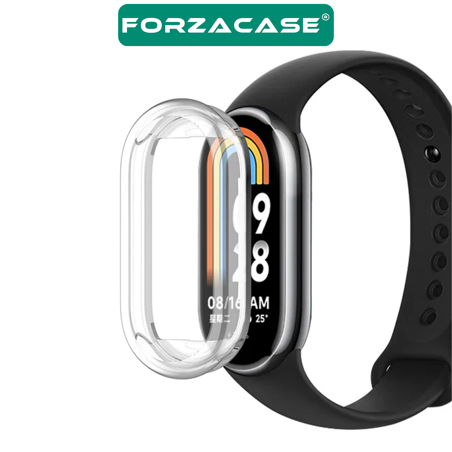 Forzacase Xiaomi Mi Band 8 ile uyumlu Önü Kapalı Ekran Korumalı Silikon Kılıf - FC010