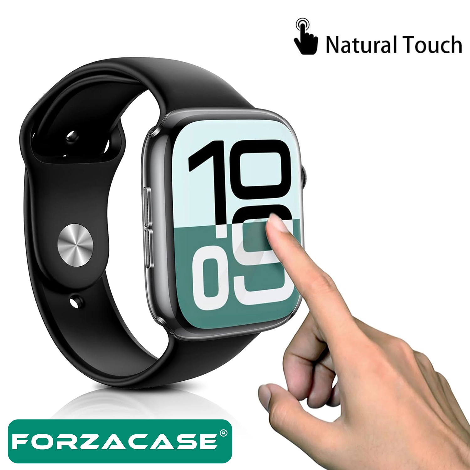 Forzacase Apple Watch SE 3 44mm ile uyumlu Önü Kapalı Ekran Korumalı Şeffaf Silikon Kılıf - FC010