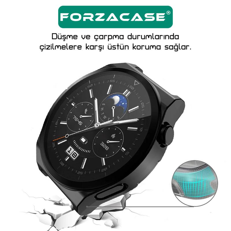Forzacase Huawei Watch GT 3 Pro 46mm ile uyumlu Önü Kapalı Ekran Korumalı Silikon Kılıf - FC010
