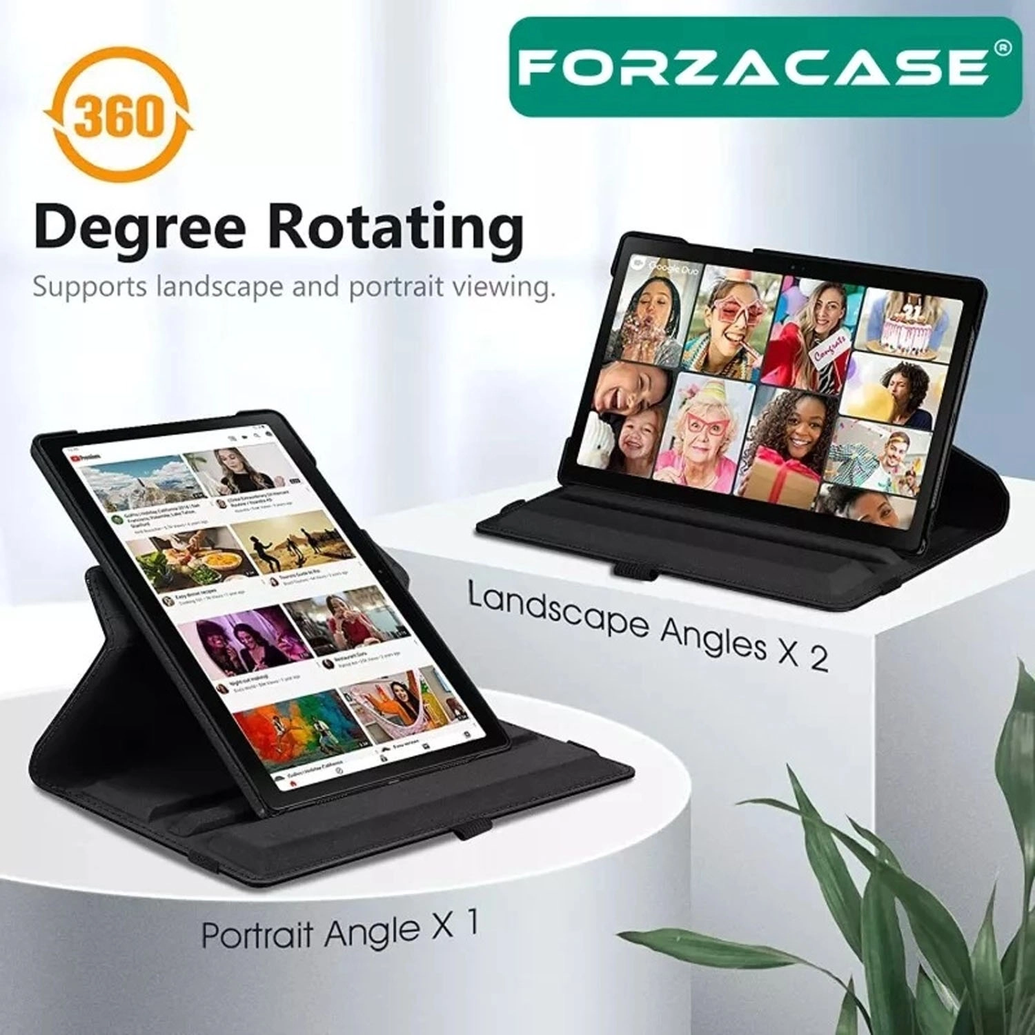 Forzacase Lenovo Tab P12 12.7 inc TB370FU ile uyumlu 360 Derece Döner Standlı Kılıf - FC012