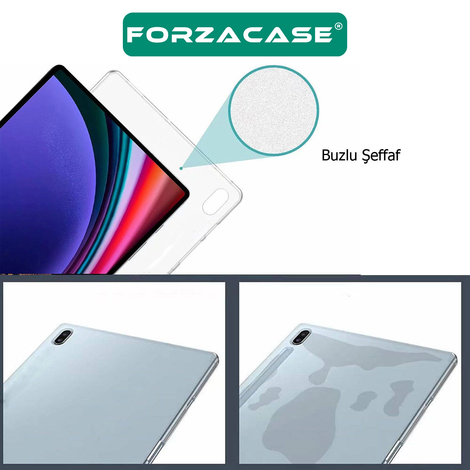 Forzacase Samsung Galaxy Tab S11 Ultra 14.6 inç X930 ile uyumlu Silikon Kılıf Buzlu Şeffaf - FC013