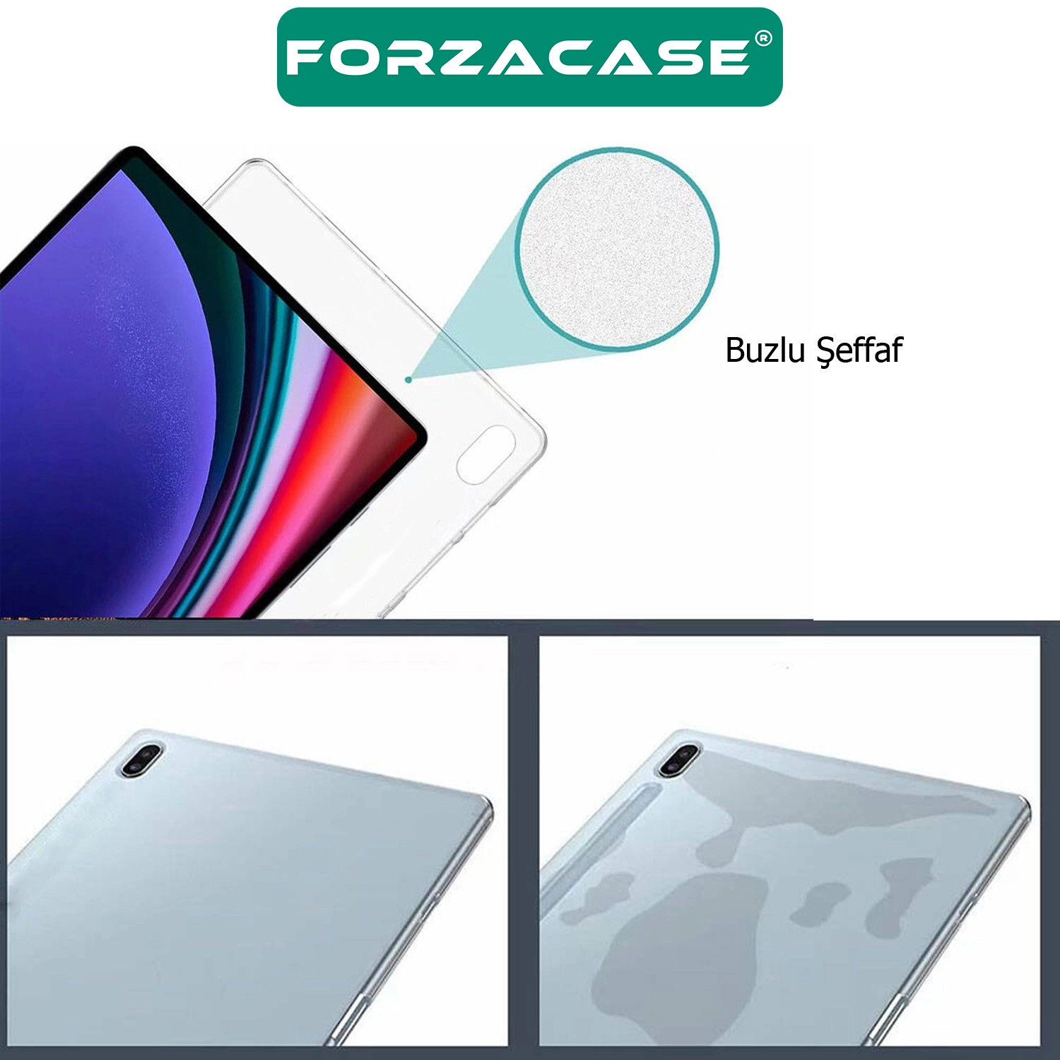 Forzacase Redmi Pad Pro 12.1 Inch ile uyumlu Silikon Kılıf Buzlu Şeffaf - FC013