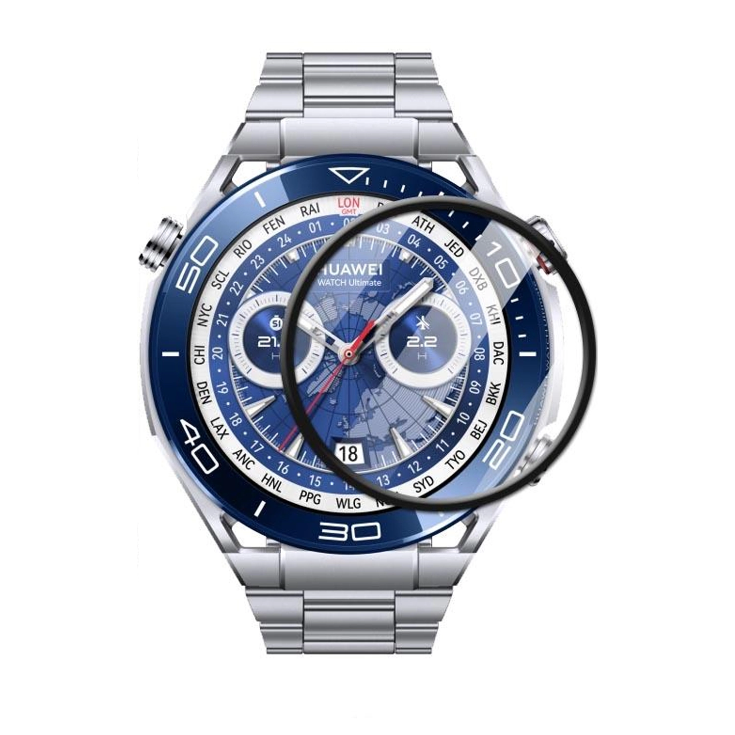 Forzacase Huawei Watch Ultimate 2 ile uyumlu Çerçeveli Tam Kaplayan 3D Pet Ekran Koruyucu Film - FC016